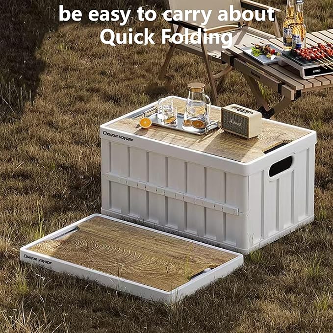 7.93-13.21 gallon large capacity camping folding box storage box organizing box suitable for home outdoor camping car use - black white green (White stripes 16.5x11x8.6)