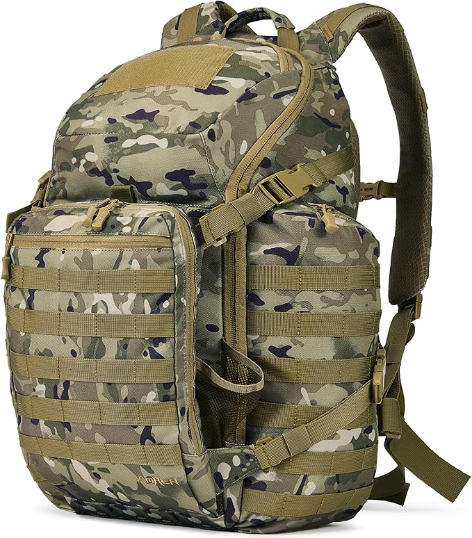 AMHEH 52L 1050D Tactical Backpack - 72 Hour Emergency Get Home Bug Out Bag with 17 Laptop and Helmet Pocket Heavy Duty Work Camo