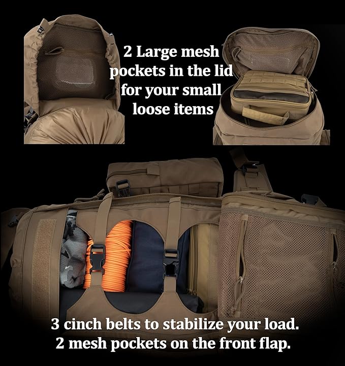 75L Tactical Backpack with Internal Frame MOLLE and Hydration System