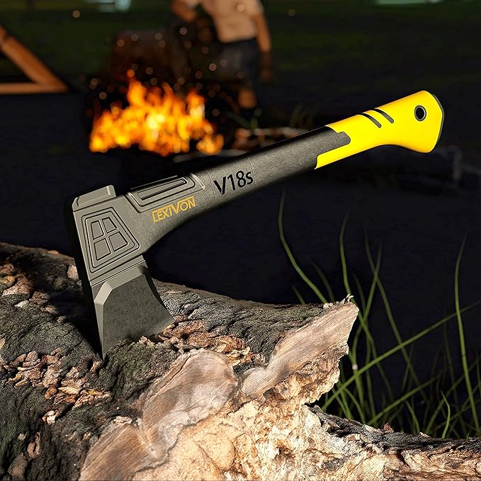 LEXIVON V18s Splitting Axe 18-Inch Lightweight Fiber-Glass Composite Handle &amp Ergonomic TPR Grip | Protective Carrying Sheath Included (LX-V18s)