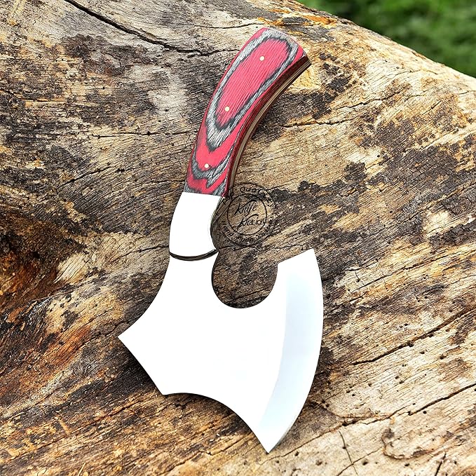 Handmade Stainless Steel Camping Hatchet Axe Hunting Knife 10.50 Full Tang Small Axe Camp Hatchet with Leather Sheath Survival Hatchet Tomahawk Axe for Outdoor Bushcraft Hiking KKH-43