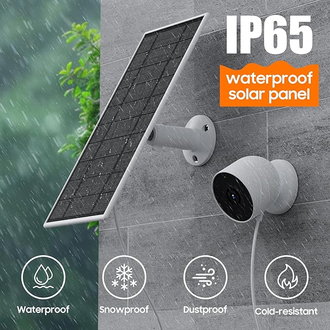 Solar Panel for Google Nest Camera 2Pack Upgraded Solar Power Charger for Google Nest Cam Indoor &amp Outdoor(Battery Version) Flexible Solar Panels with IP65 Waterproof 13.1Ft Charging Cable