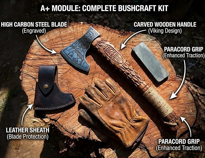 | Custom Handmade Viking Medieval Axes with GiftHand Ax Gifts for MenCamping TomahawkBeardedValhalla Axe with Leather Sheath (Battle Axe) (Handmade)