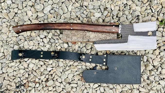 EGKH-12 Inches Blade Custom Zombie Axe-Apocalypse Hatchet Axe-Tomahawk Axe-Harvest Battle Axe-Tactical Battle Axe-Along Black Leather Sheath