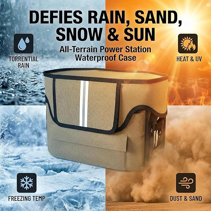 Power Station Waterproof Case Compatible with EF ECOFLOW DELTA 2 MAX Portable Case Crafted from 1680D Heavy-Duty Marine Canvas Roll-Up Side Vent Design