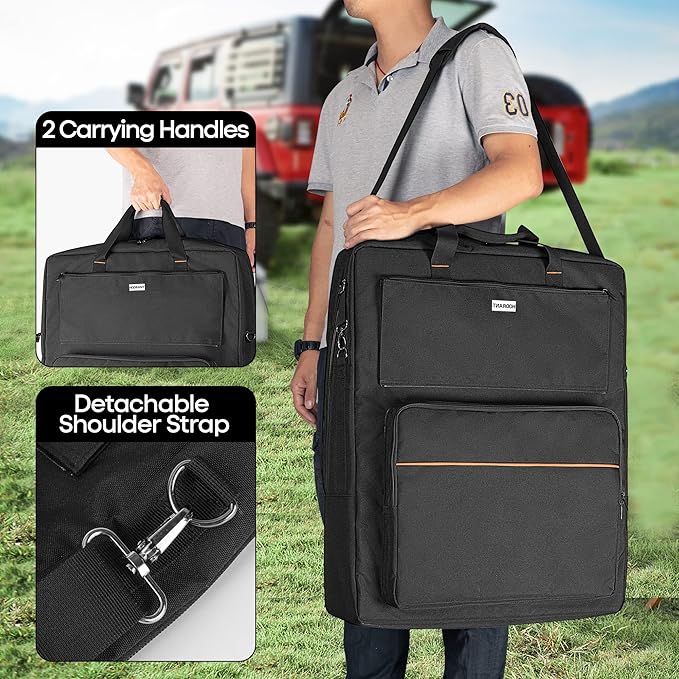 HODRANT Solar Panel Storage Bag Compatible with Jackery SolarSaga 100W 100X Padded Travel Carrying Case for 2 Battery Panels Double-Layer Solar Panel Carrier with Shoulder Strap Patent Design