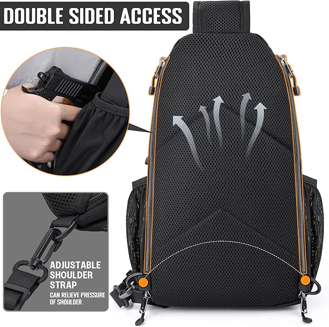 Concealed Carry Bag for Men YKK Zippers Large Crossbody Sling Backpack edc Bag with Gun Holsters Travel Hiking Chest Pack Daypack