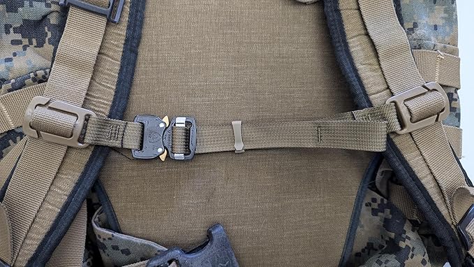 Hank's Surplus Made in USA Replacement Backpack MOLLE Sternum Chest Strap with Cobra Buckle (Coyote Brown)