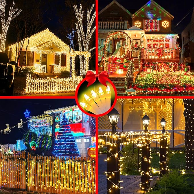 509FT Christmas Lights Outdoor 1350 LED Christmas Tree Decorations Lights with 8 Modes &amp Timer Memory Plug In Clear Wire Waterproof LED Xmas Lights for Yard Trees Wedding Party Holiday (Warm Whit