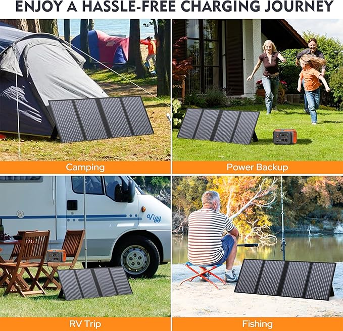 ENGINSTAR 60W Foldable Solar Panel Charger with 18V DC Outlet for Portable Power Stations EnginStar/Jackery/Rockpals/Flashfish Portable Solar Generator with QC 3.0 for Outdoor Camping Van RV Trip