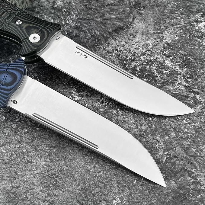 Daily Use Folding Knife with D2 Blade &amp G10 Handle Portable Outdoor EDC Tool for Camping Hunting Survival (Black)