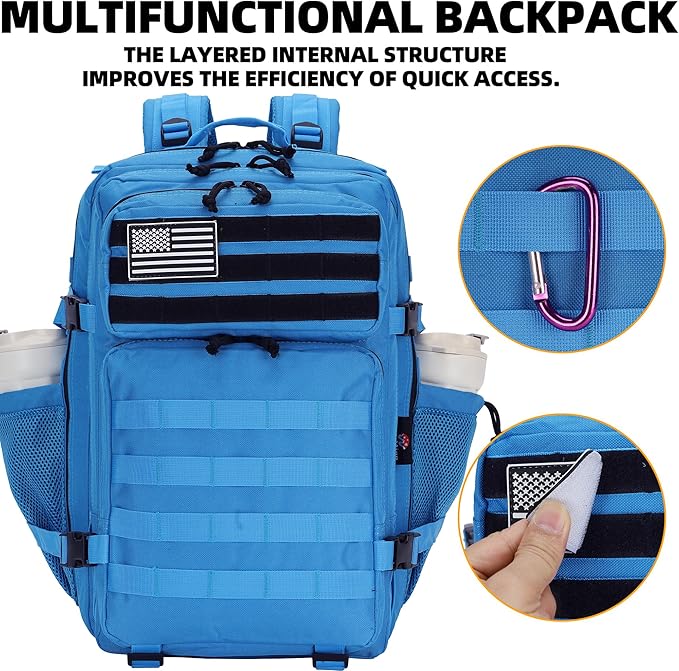 Lovelinks21 45L Tactical Assault Backpack 3 day assault pack with Molle Waterproof backpack Rucksack for Tactical Backpacks (Dark Blue)
