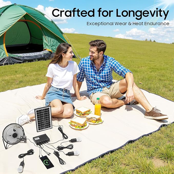 Solar Generator with Fan &amp Light Portable Solar Panel Kit for Outdoor Camping Emergency Greenhouse Shed Includes 3 Bulbs &amp 4000mAh Battery