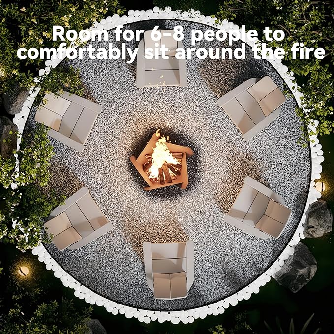 Decoroca Corten Steel Fire Pit - Outdoor Wood Burning Pit for Backyard Patio Garden &amp Terrace Durable &amp Weather-Resistant Ideal for Family Gatherings &amp Parties