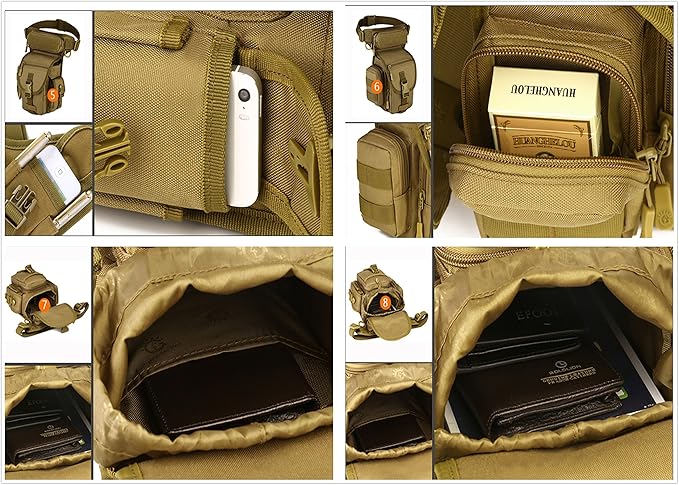 Unistrengh Multi-Purpose Military Tactical Drop Leg Sling Bag Walking Man Tool Thigh Waist Belt Pack Paintball Airsoft Motorcycle Riding Camera EDC Pouch (Desert Camo)