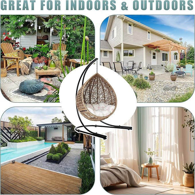 Sorbus Hammock Chair Stand Hanging Chair Stand- Heavy Duty Steel Sensory Swing Stand- Weather &amp Rust Resistant Arc Stand- Adjustable Portable Stand 330lbs - TreeLoungerAir PorchIndoor/OutdoorY