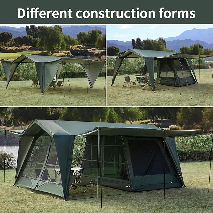 DanCoom 16.4x11.5 Ft Screen House Tent Large Gazebo Screen Tent Mesh Canopy Shelter with Waterproof &amp Sunshade Roof Easy Setup for Camping Backyard Beach