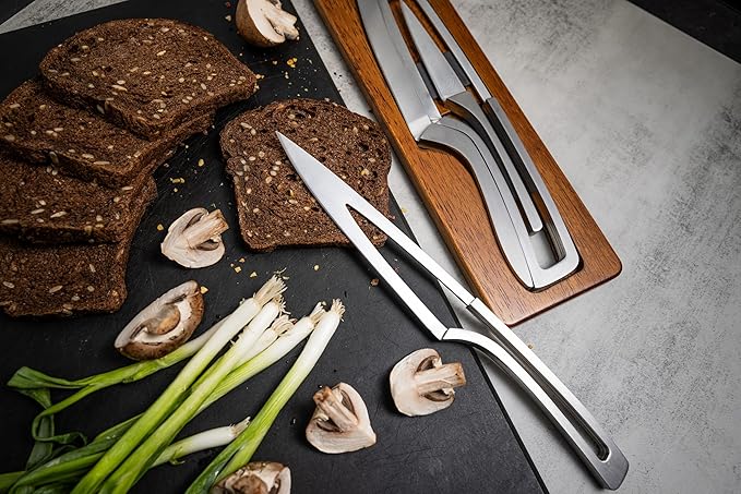 NestKnife Magnetic Knife Set - VG10 High Carbon Stainless Steel Kitchen Knives with Patented Space-Saving Nesting Design &amp Magnetic Holder - 4 Piece Razor Sharp Professional Chef Knife Set