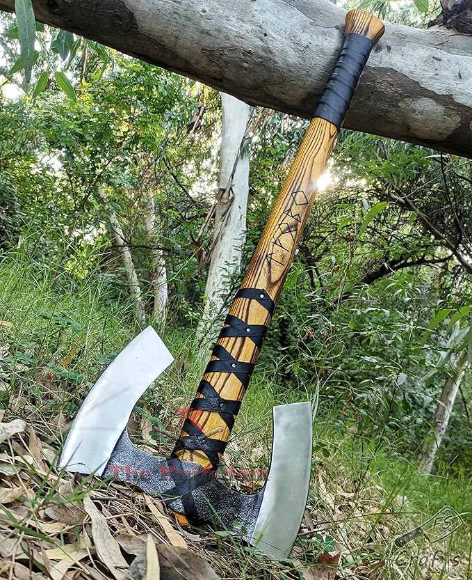 FS Crafts AxeVS003B 34 Double Head Berserker Axe Two Hand Axe Broad Axe Hewing Axe Double Edged Battle Axe Large Norse Axe Double Blade Axe Big Viking Axe Hand Forged Axe Blade Axe