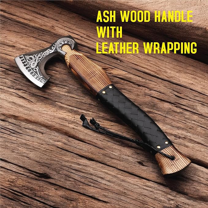 17.5 Handmade Viking Axe - Ideal for Collectors &amp Enthusiasts | Authentic Artisan-Crafted | Medieval Styled Axe with Durable and Robust High Carbon Steel