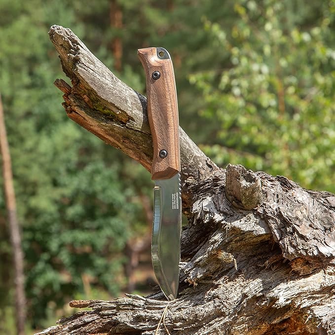 BPSKNIVES HK1 CSH - Handmade Carbon Steel Knife - Fixed Blade Full Tang Hunting Camping Bushcraft Knife With Leather Sheath - Scandinavian Sharpening Camp Knives