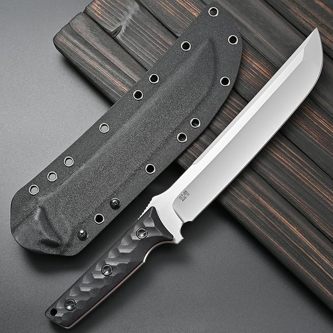 Sitivien ST25 Fixed Blade Knife AUS-10 Steel Blade G10 Handle Full Tang EDC Tool Straight Knife for Working Camping Hunting(Silver)