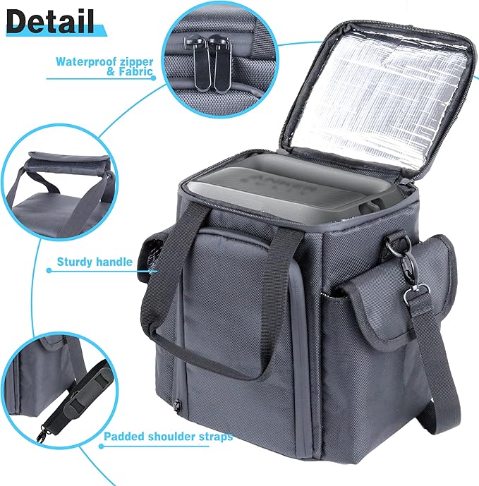 Waterproof Travel Bag Compatible with Anker SOLIX C300 Portable Power Station Outdoor 288Wh LiFePO4 BatteryPower Bank Station Storage Case Cover with Two Pockets and Adjustable Strap
