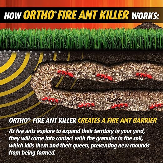 Ortho Fire Ant Killer Broadcast Granules - Fire Ant Granules for Outdoors Kills Mounds in 15 Minutes 6 Month Protection Treats Up To 5000 sq. ft. 11.5 lb.