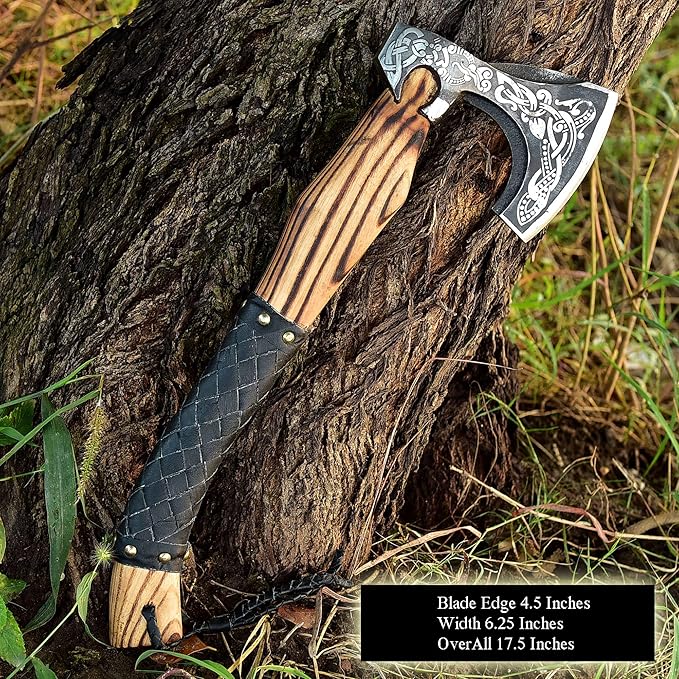 SS SMART &amp SHARP SPORTS INC Custom Handmade High Carbon Steel Viking Axe Real HatchetGift for hIm17.5 inches SS-17603 (Medieval Axe)