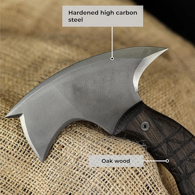 Forged Tomahawk Handmade Camping Hatchet Bushcraft Axe Full Tang with Kydex Sheath Functional Tomahawk AncientSmithy for Outdoor (Compact Hatchet)