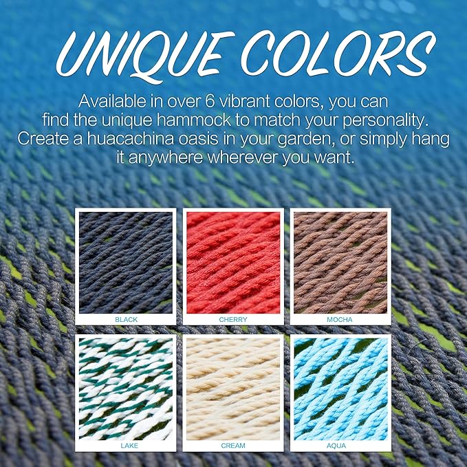 PNAEUT Double Rope Hammocks for Outside Handwoven Double Caribbean Hammock with Spreader Bar for Outdoor Indoor Max 600 lbs Capacity (Abyss)