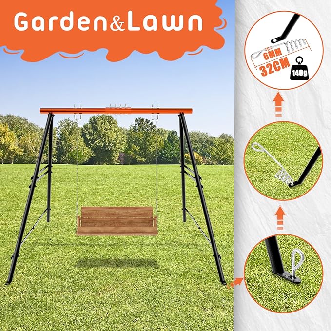 Swing Stand Frame Swing Sets for Backyard Hammock Chair Stand Only Max Load 550Lbs for Patio Playground Park(Swing not Included)