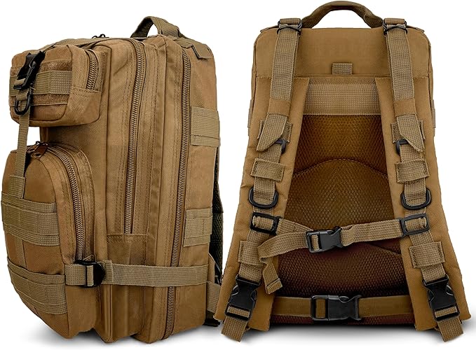 ASA TECHMED Large Tactical Backpack - IFAK Military-Grade Assault Pack Everyday Carry Use Military Backpacks Tactical (Tan)