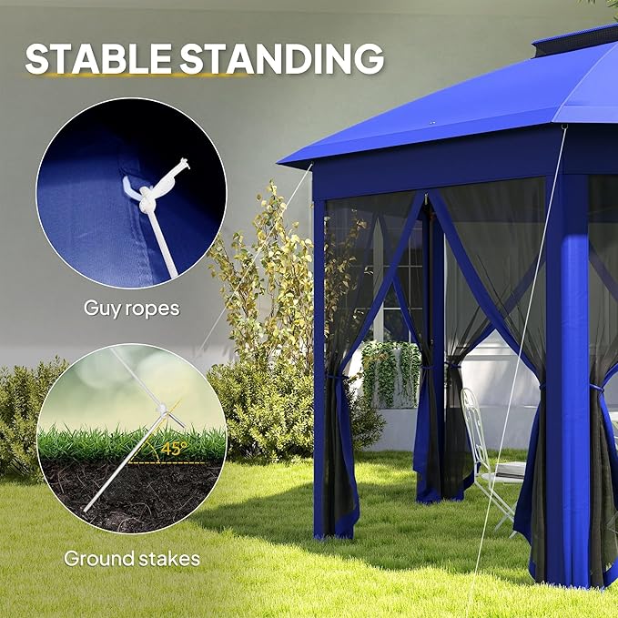 13'x13' Efficient Pop Up Canopy Tent Including 6 Zippered Mesh Screens All-Season Function Sun Protection Guaranteed Durable Build Easy Handling