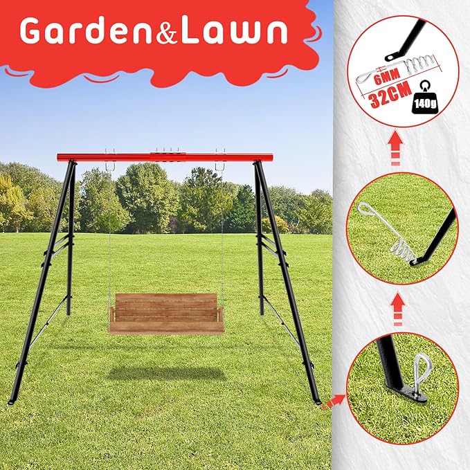 Swing Stand Frame Swing Sets for Backyard Hammock Chair Stand Only Max Load 550Lbs for Patio Playground Park(Swing not Included)