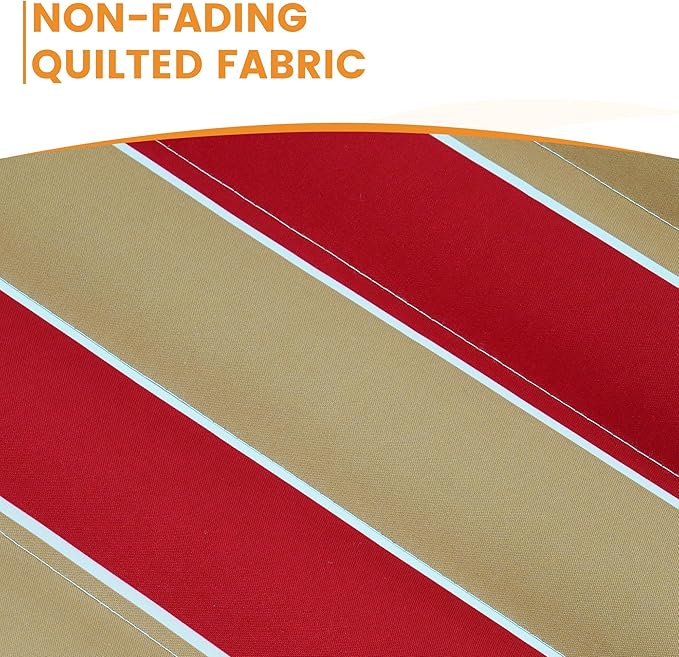 Lazy Daze Hammocks Hammock Quilted Fabric with Pillow for Two Person Double Size Spreader Bar Heavy Duty Stylish Red &amp Tan Stripe