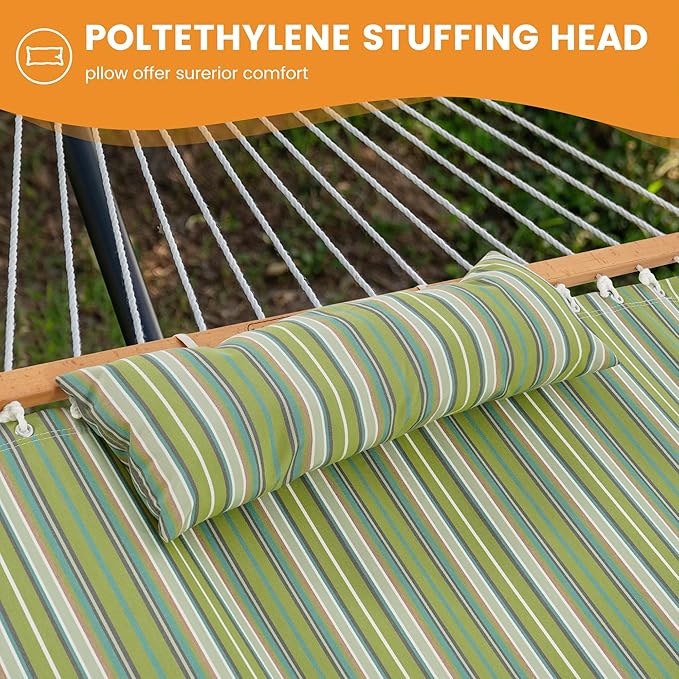 Lazy Daze Hammocks 12 FT Sunbrella Fabric Hammock not Fading with Spreader Bars and Free Pillow Fits for 2 Persons All Weather and Fade Resistant 450 lbs Capacity Foster Surfside with RAIN Finish