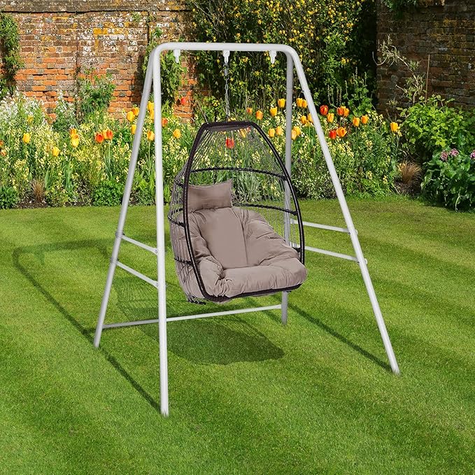 Hammock Chair StandMulti-Use Metal Swing Stand FrameHeavy-Duty Hammock Stand Only for Outdoor Indoor Porch Backyard200kg CapacitySwing Chair not IncludeEasy to Assemble (White)