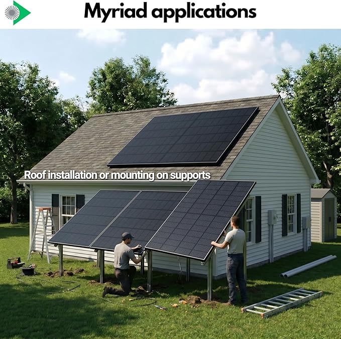 2pcs Bifacial Solar Panel N-Type 16BB 425W - Total 850W Bifacial Solar Panels High Efficiency with Anti-PID Technology Optimized for Farms