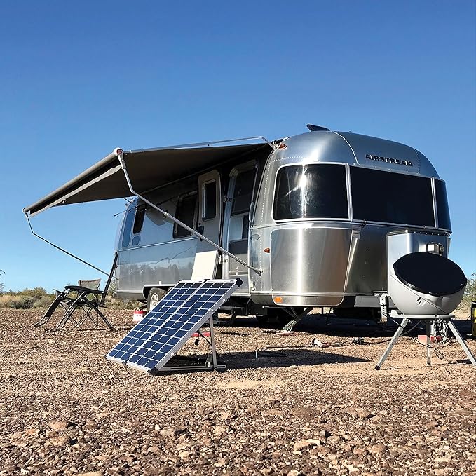 Go Power GP-PSK-130 130W Portable RV Solar Panel Kit - Folding Solar Panels with 10 Amp Controller Adjustable Legs Battery Clamps Nylon Case for Camping Boat &amp Off-Grid Use