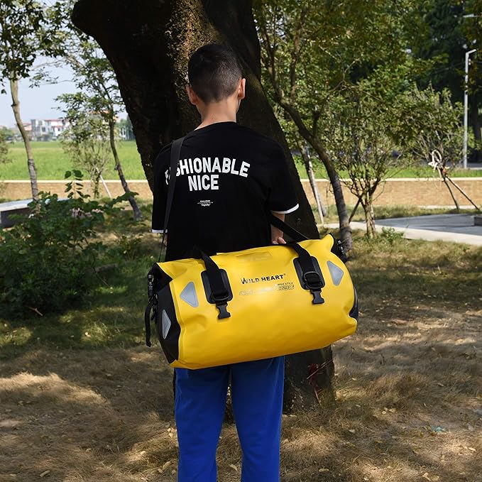 WILD HEART Waterproof Motorcycle Duffel Bag PVC500D Double-bottom With Rope Straps and Inner Pocket 40L 66L 100L for Kayaking Camping BoatingMotorcycle