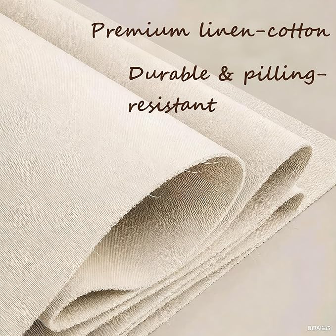 [3 Pack] Beige Cotton Linen Collapsible Storage Bins for Home Organization Waterproof Fabric Foldable Organizer Boxes 19.29 x 14.57 x 12.2 Inches Zippered Flap &amp Handle (Extra Large)