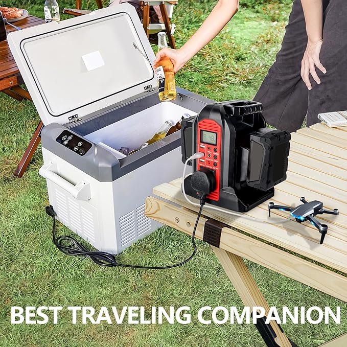 WaxPar Power Inverter Compatible with Milwauke 18V Battery 350W Power Supply Inverter Outdoor Generators Converter DC 20V to AC 110V ~120V with AC Outlet &ampUSB Port&ampType-C Port&amp LED Light