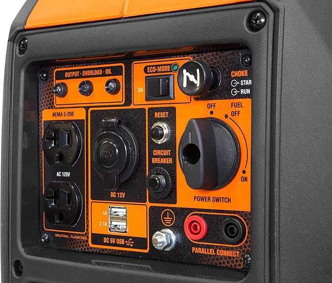 WEN Super Quiet 2350-Watt Portable Inverter Generator with Fuel Shut Off Gasoline Power Ultra Lightweight (56235i) Black