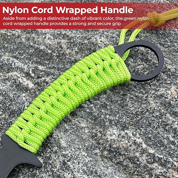MedievalDepot Zed Skullsplitter Throwing Axe – 11 Full Tang Metal Blade with Nylon Cord Grip Sheath Included – Outdoor Throwing Practice &amp Collection (Green)