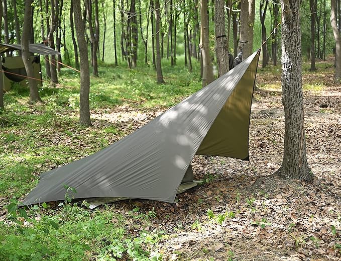 Onewind 12×10 ft Hexagon Hammock Rain Fly Waterproof Lightweight and Durable Silnlyon Camping Hammock Tarp for Backpacking and Hiking Complete Accessories OD Green