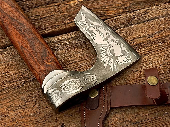 Handmade Steel Viking Axe Hatchet Tomahawk Axe Camping Axe 22 inches Rosewood Handle Axe