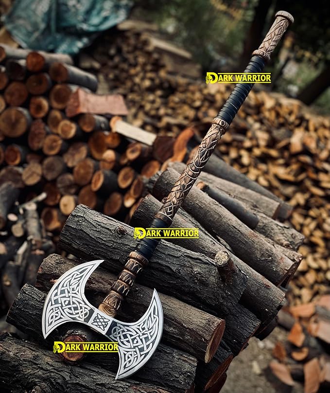 [dark warrior] 36 Double Head Berserker Axe Two Hand Axe Double Sided Axe Hewing Axe Double Edged Battle Axe Large Norse Axe Double Blade Axe Big Viking Axe Hand Forged Axe Blade Axe DW-AX-89890