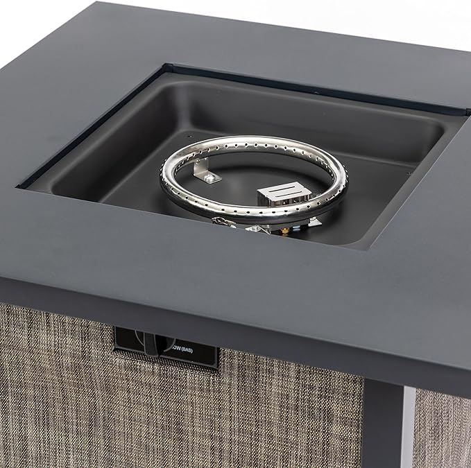 28'' Propane Fire Pit Table 50000 BTU Steel Gas FirePit for Outdoor Fire Table with Lid Add Warmth &amp Ambience to Gatherings and Parties On Patio Deck Garden Backyard Grey.
