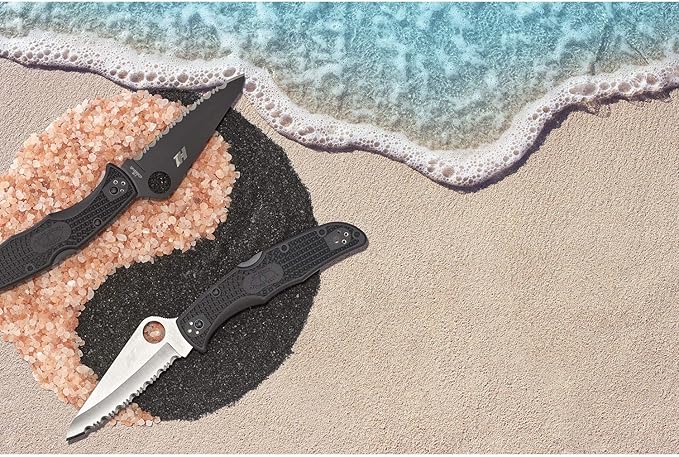 Spyderco Pacific Salt 2 Lightweight Knife with 3.78 Corrosion Resistant H-1 Steel Blade and Black Non-Slip FRN Handle